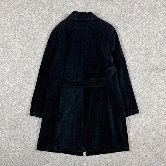 Gallery Black Velour Mid Length Single Breasted Pea Coat Women’s XL Car Coat - Picture 2 of 10